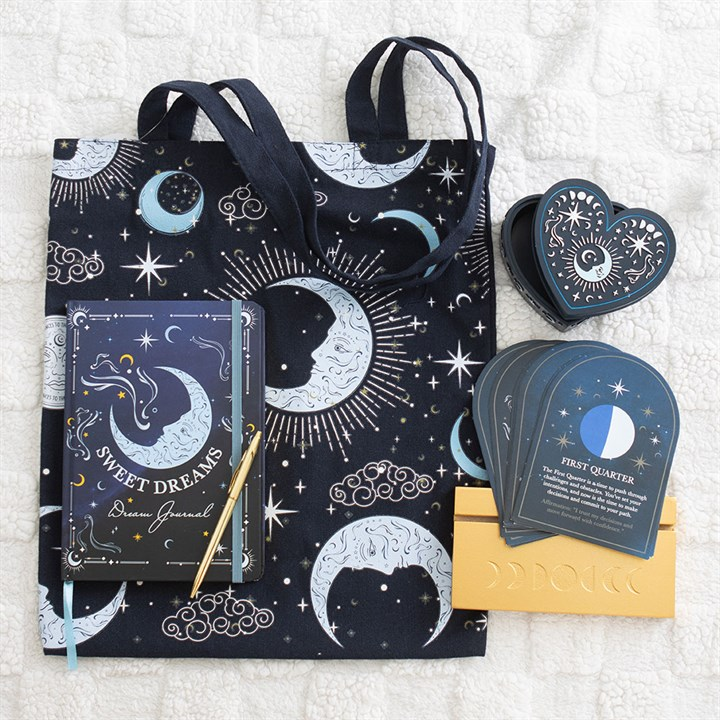 Set of 8 Moon Phase Cards with Wooden Stand