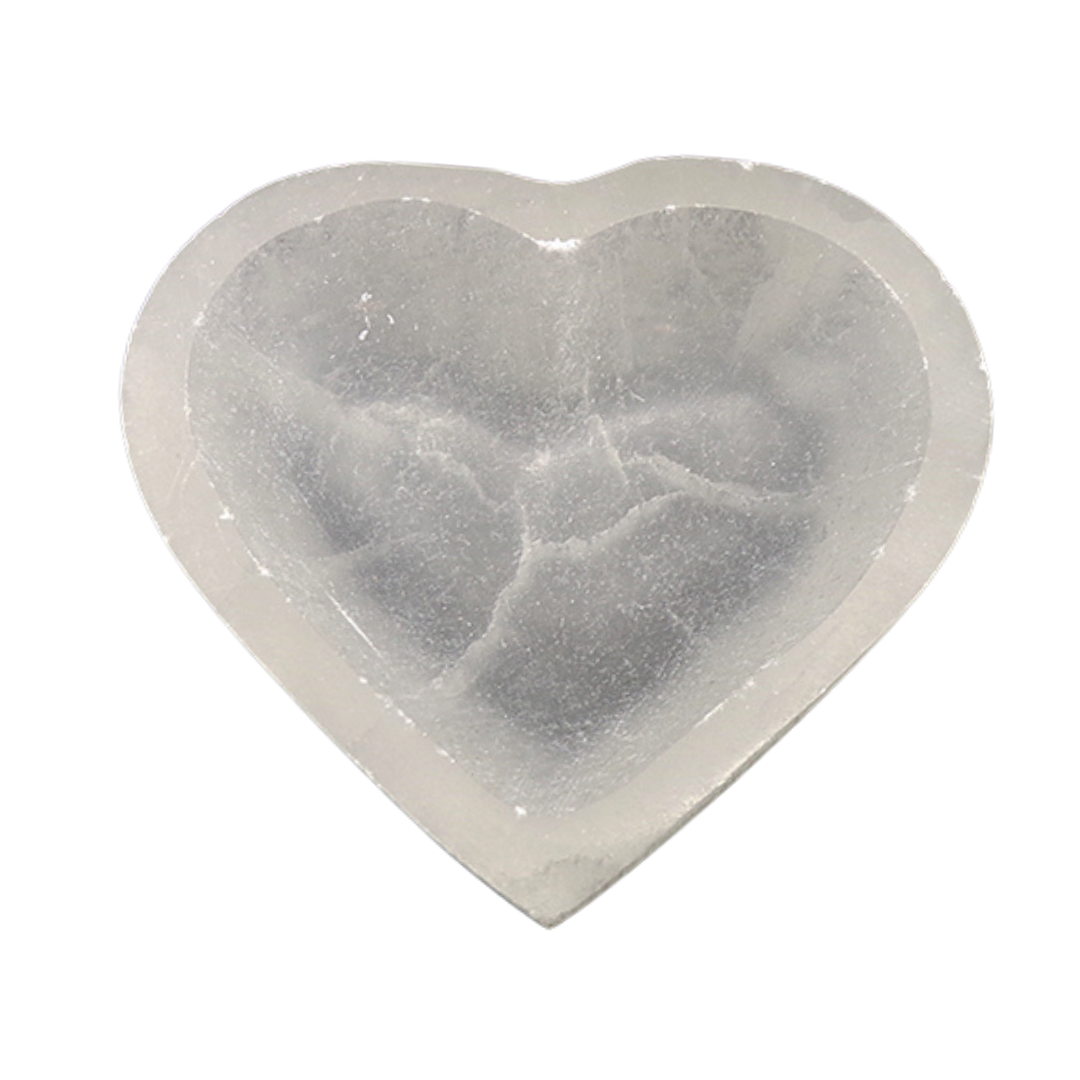 Selenite heart shaped bowl.