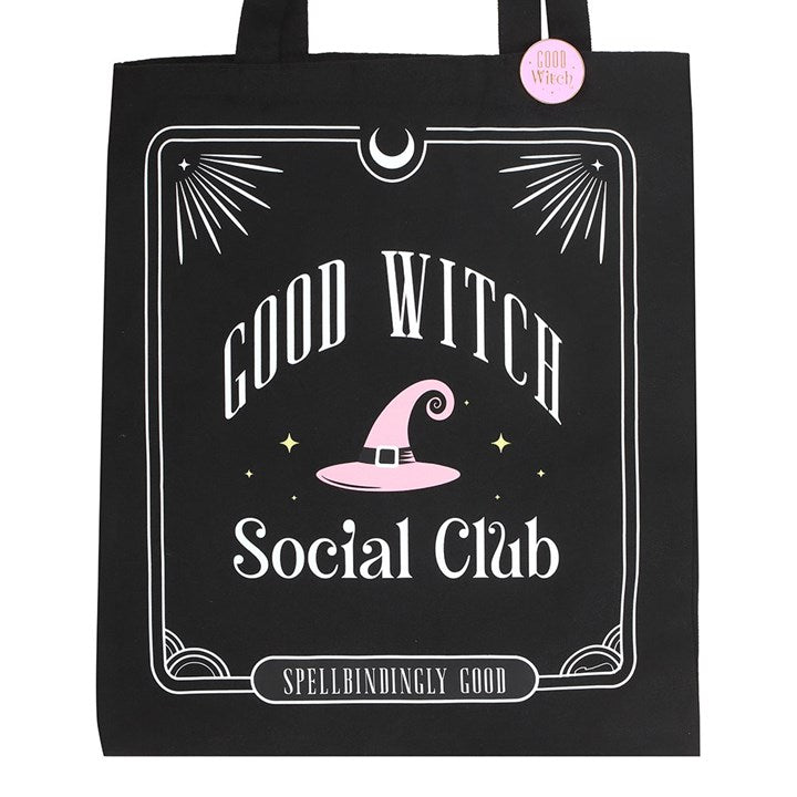 Good Witch Social Club Polycotton Tote Bag with Pin Badge
