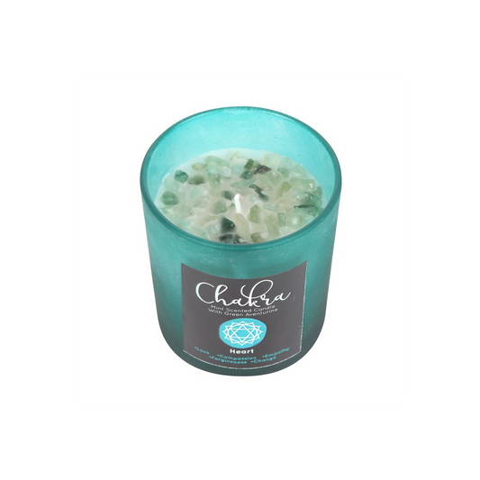 Heart Chakra Mint Crystal Chip Candle